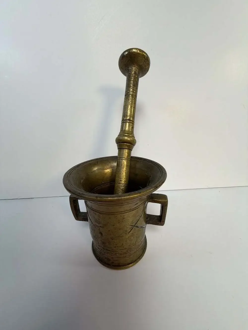 Vintage Solid Brass Mortar and Pestle Set 4.7 lbs